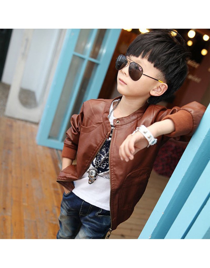 Boys hot sale leather coat